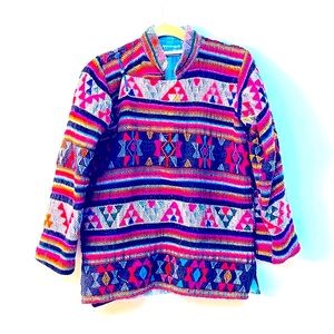 Vintage Woven Embroidered Multicolor Wool Jacket Size Medium